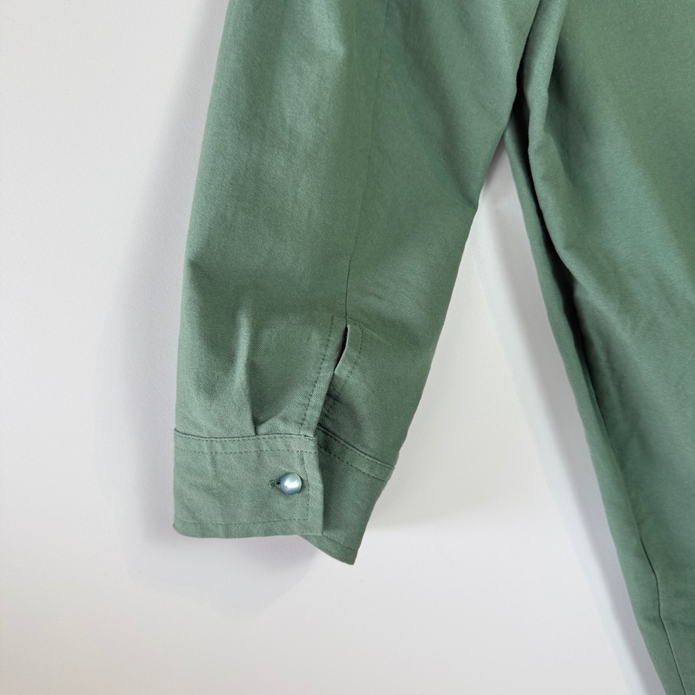 Pomander‎ Place Polly Dress Women M Green Cotton Pleated Shoulder Mini Y18715T - Picture 8 of 14